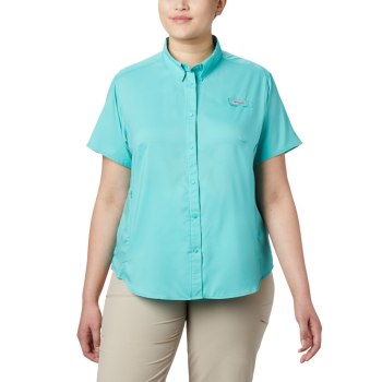 Columbia PFG Tamiami II Short Sleeve Plus Size, Camisa Azules Para Mujer | 083962-BJX